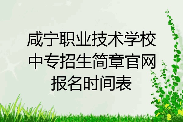 咸宁职业技术学校中专招生简章官网报名时间表
