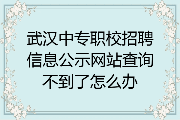 武汉中专职校招聘信息公示网站查询不到了怎么办