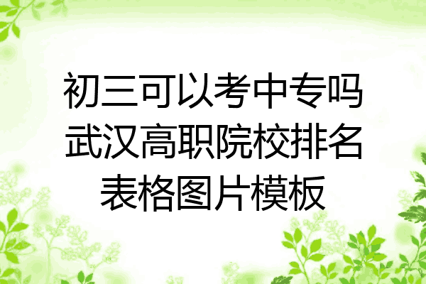 初三可以考中专吗武汉高职院校排名表格图片模板