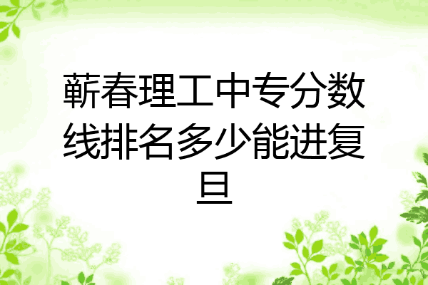 蕲春理工中专分数线排名多少能进复旦