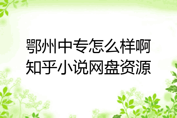 鄂州中专怎么样啊知乎小说网盘资源