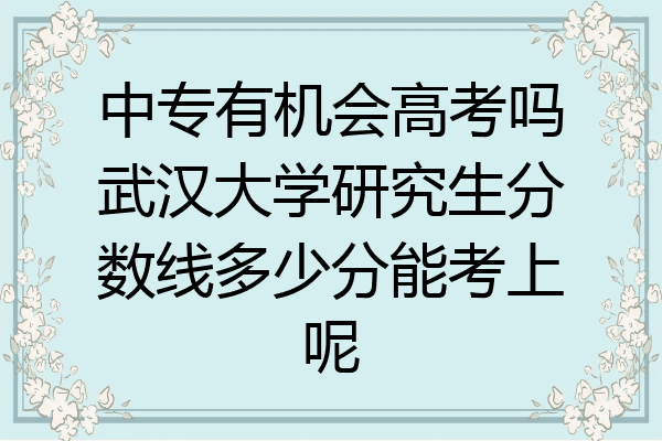 中专有机会高考吗武汉大学研究生分数线多少分能考上呢
