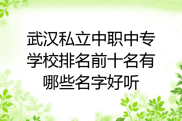 武汉私立中职中专学校排名前十名有哪些名字好听