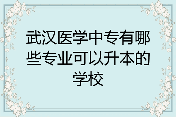 武汉医学中专有哪些专业可以升本的学校