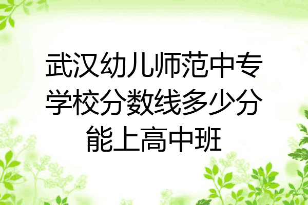 武汉幼儿师范中专学校分数线多少分能上高中班
