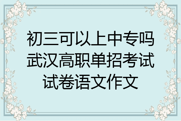 初三可以上中专吗武汉高职单招考试试卷语文作文