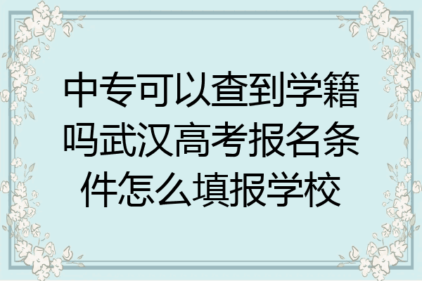 中专可以查到学籍吗武汉高考报名条件怎么填报学校