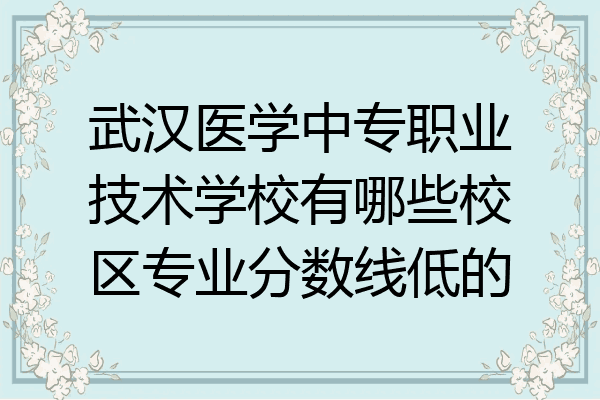 武汉医学中专职业技术学校有哪些校区专业分数线低的