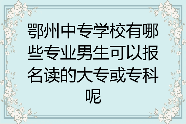 鄂州中专学校有哪些专业男生可以报名读的大专或专科呢