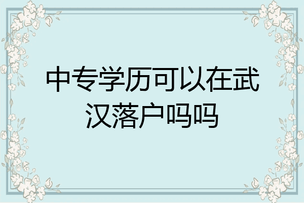 中专学历可以在武汉落户吗吗