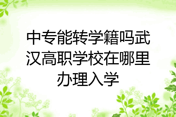 中专能转学籍吗武汉高职学校在哪里办理入学