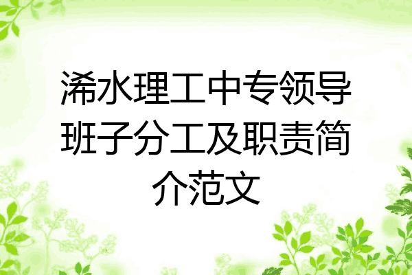 浠水理工中专领导班子分工及职责简介范文