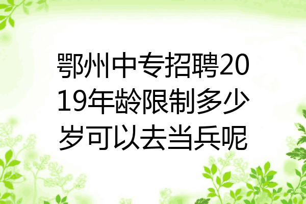 鄂州中专招聘2019年龄限制多少岁可以去当兵呢