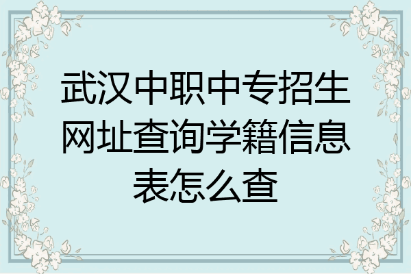 武汉中职中专招生网址查询学籍信息表怎么查