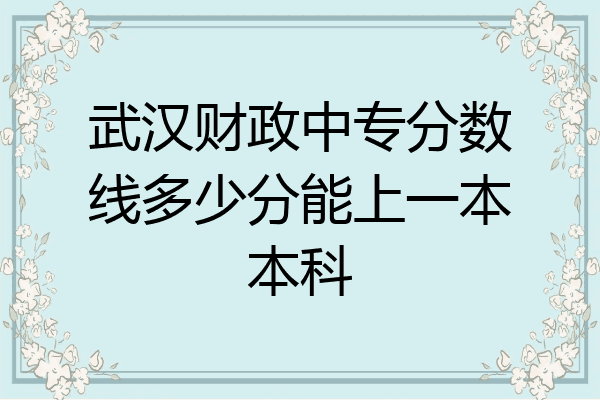 武汉财政中专分数线多少分能上一本本科
