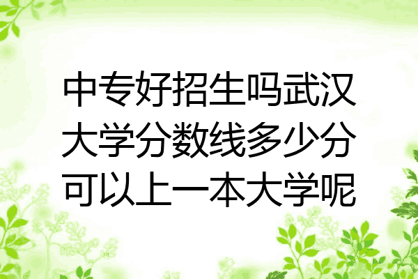 中专好招生吗武汉大学分数线多少分可以上一本大学呢