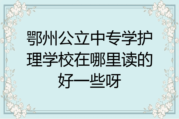 鄂州公立中专学护理学校在哪里读的好一些呀