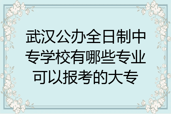 武汉公办全日制中专学校有哪些专业可以报考的大专