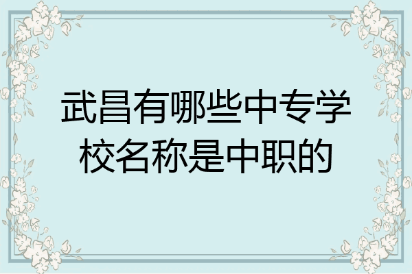 武昌有哪些中专学校名称是中职的