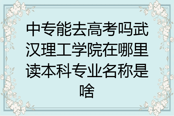 中专能去高考吗武汉理工学院在哪里读本科专业名称是啥