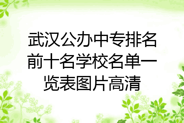武汉公办中专排名前十名学校名单一览表图片高清