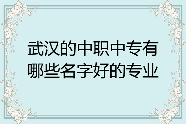 武汉的中职中专有哪些名字好的专业