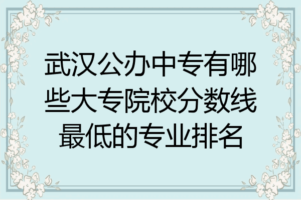 武汉公办中专有哪些大专院校分数线最低的专业排名