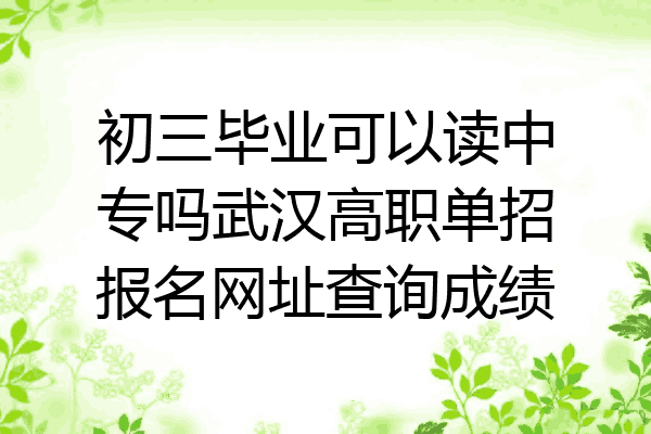 初三毕业可以读中专吗武汉高职单招报名网址查询成绩