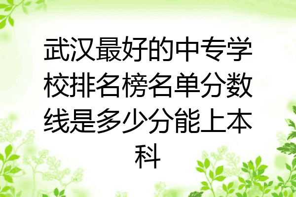 武汉最好的中专学校排名榜名单分数线是多少分能上本科