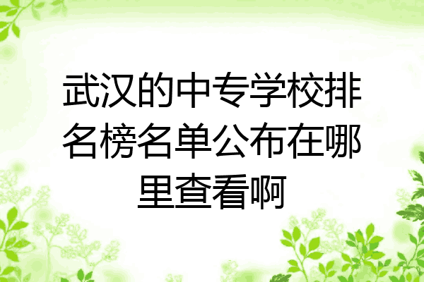 武汉的中专学校排名榜名单公布在哪里查看啊