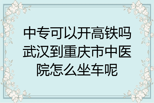 中专可以开高铁吗武汉到重庆市中医院怎么坐车呢