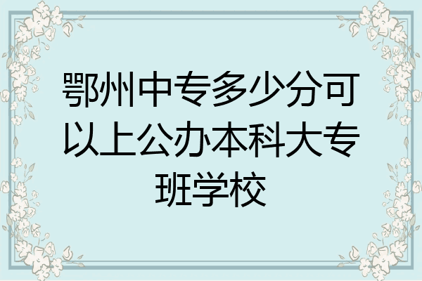 鄂州中专多少分可以上公办本科大专班学校