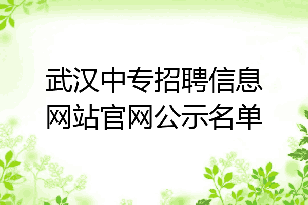 武汉中专招聘信息网站官网公示名单