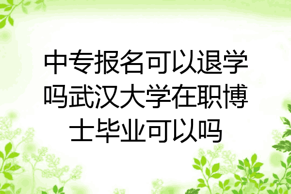 中专报名可以退学吗武汉大学在职博士毕业可以吗