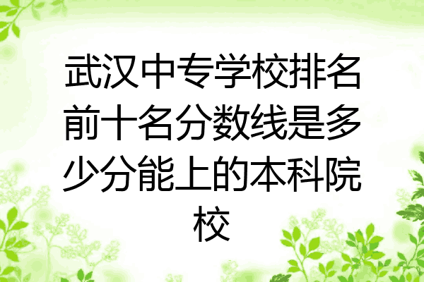 武汉中专学校排名前十名分数线是多少分能上的本科院校