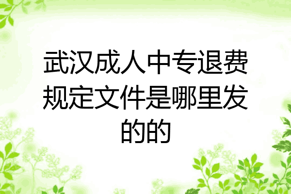 武汉成人中专退费规定文件是哪里发的的