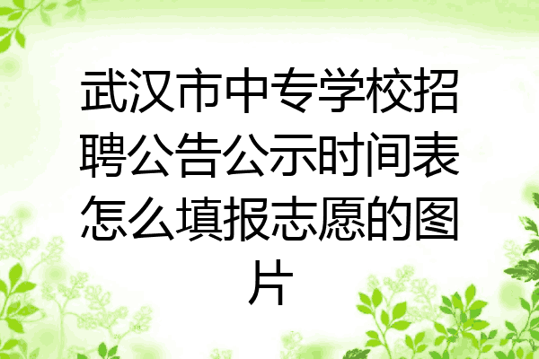 武汉市中专学校招聘公告公示时间表怎么填报志愿的图片