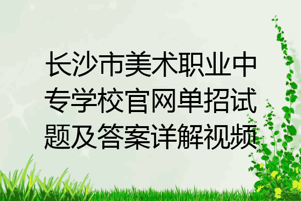 长沙市美术职业中专学校官网单招试题及答案详解视频