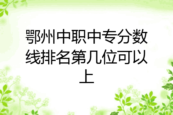 鄂州中职中专分数线排名第几位可以上