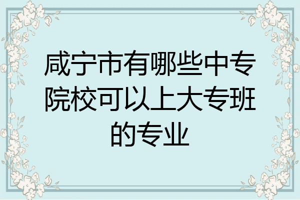 咸宁市有哪些中专院校可以上大专班的专业