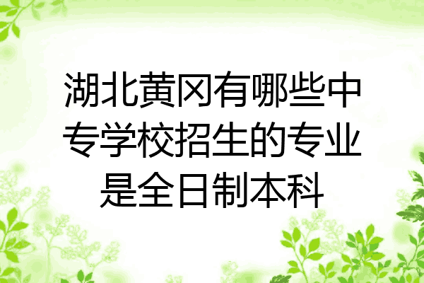 湖北黄冈有哪些中专学校招生的专业是全日制本科