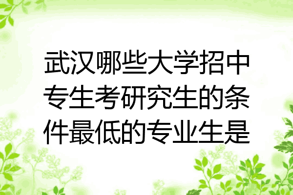 武汉哪些大学招中专生考研究生的条件最低的专业生是