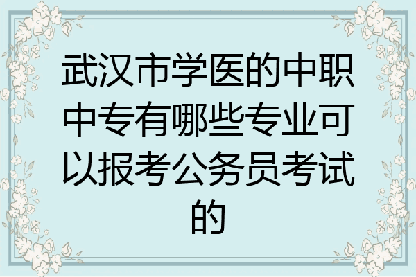 武汉市学医的中职中专有哪些专业可以报考公务员考试的