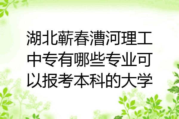湖北蕲春漕河理工中专有哪些专业可以报考本科的大学