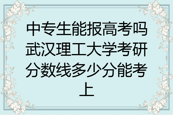 中专生能报高考吗武汉理工大学考研分数线多少分能考上