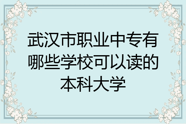 武汉市职业中专有哪些学校可以读的本科大学