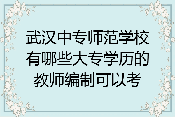 武汉中专师范学校有哪些大专学历的教师编制可以考