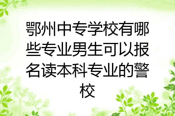鄂州中专学校有哪些专业男生可以报名读本科专业的警校