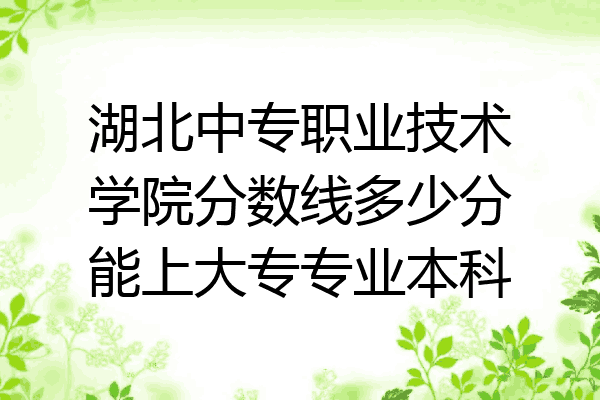 湖北中专职业技术学院分数线多少分能上大专专业本科