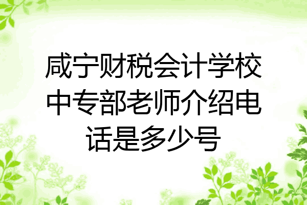咸宁财税会计学校中专部老师介绍电话是多少号